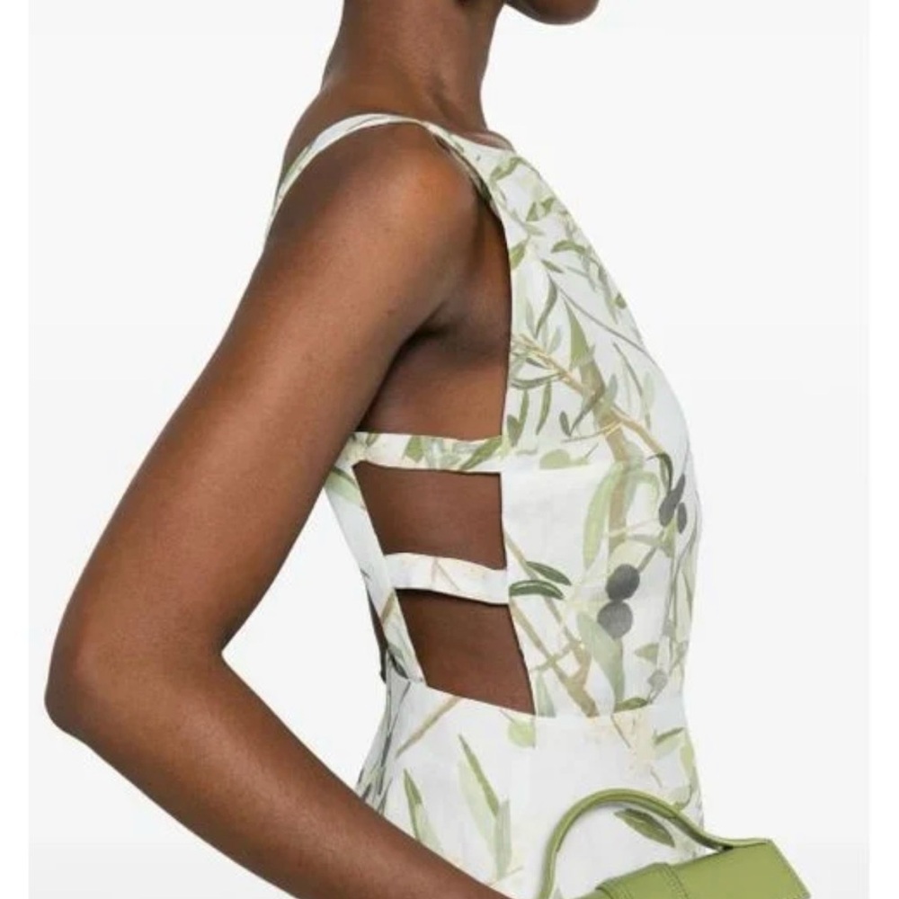 Bernadette Olive Branch Print Dress Kimberly Mini